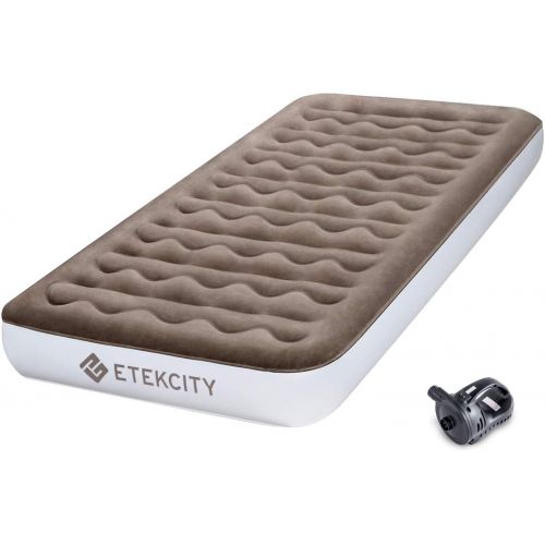  Etekcity Upgraded Camping Air Mattress, Queen Twin Airbed Height 9, Inflatable Bed Blow Up Mattress Raised Airbed with Rechargeable Pump, 2-Year Warranty, Storage Bag