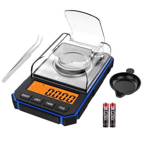  [아마존베스트]AMIR Brifit Digital Milligram Scale, 50g Portable Mini Scale, 0.001g Precise Graduation, Professional Pocket Scale with 50g Calibration Weights Tweezers (Batteries Included)