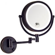 GURUN LED Lighted Wall Mount Makeup Mirror with 10x Magnification,Oil-Rubbed Bronze Finish, 8.5 Inch, Brass,M1809DO(8.5in,10x)