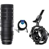 Audio-Technica BP40 Pro Large-Diaphragm Dynamic Broadcast Microphone - Bundle With Audio-Technica AT8484 Shockmount, 20 Heavy Duty 7mm Rubber XLR Microphone Cable