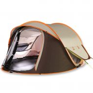 IDWO-Tent IDWO Camping Tent Automatic Pop Up Tent 3-4 Person Waterproof Lightweight Tunnel Tent, Brown