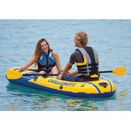 Intex Challenger 2 Inflatable 2 Person Boat Raft Set w/Oars & Air Pump (2 Pack)