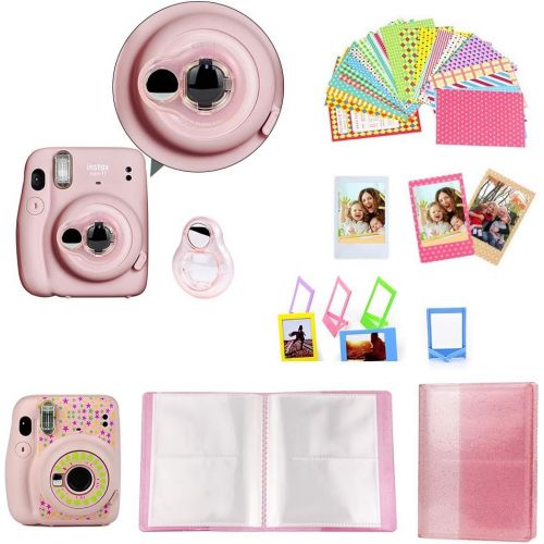  WOGOZAN for Fujifilm Instax Mini 11 Instant Film Camera Case + Album for Mini 3 Inch Film + Accessories Kit, Color Filters, Photo Album, Selfie Lens + More (Blue-Pink Watercolor)