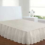 Biscaynebay CA Ivory Ruffles Pattern Bed Skirt King Size, Elegant Luxurious Eyelet Textured Design Ruffled Bed Valance, Features 18 Inches Drop, Classic Casual Style, Solid Color, Soft & Durab