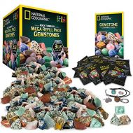 NATIONAL GEOGRAPHIC Rock Tumbler Mega Refill Kit - 3lbs Gemstones of 9 Varieties Including Tigers Eye, Amethyst & Quartz - 4 Grades of Grit, Jewelry Fastenings & Detailed Learning
