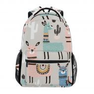 FORMRS School Backpacks Pattern With Llama Cactus Bookbags Bag for Girls Kids Elementary