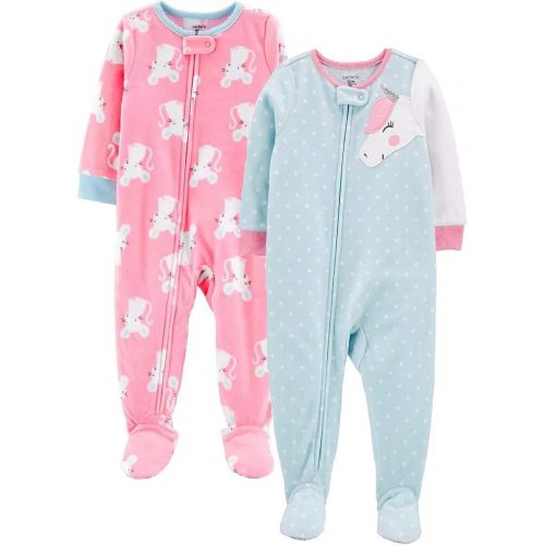  Carter%27s Carters Baby and Toddler Girls 2-Pack Fleece Footed Pajamas