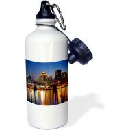 3dRose Skyline, Louisville, Kentucky at dusk US18 AJE0435 Adam Jones Sports Water Bottle, 21 oz, White
