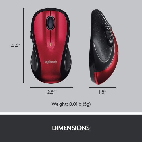 로지텍 Logitech M510 Wireless Computer Mouse  Comfortable Shape with USB Unifying Receiver, with Back/Forward Buttons and Side-to-Side Scrolling, Red
