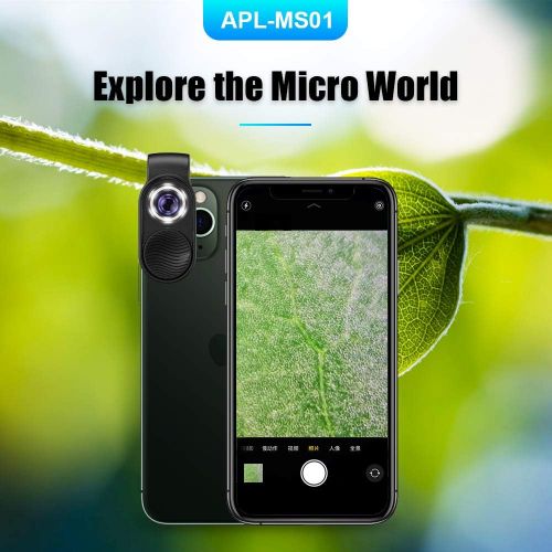  [아마존베스트]Apexel 100x Mini Microscope for Smartphone Camera Illuminated Portable LED Lens with USB Charging Cable