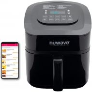 [아마존베스트]NUWAVE BRIO 6-Quart Digital Air Fryer with one-touch digital controls, 6 easy presets, precise temperature control, recipe book, basket divider, wattage control, PREHEAT & REHEAT F