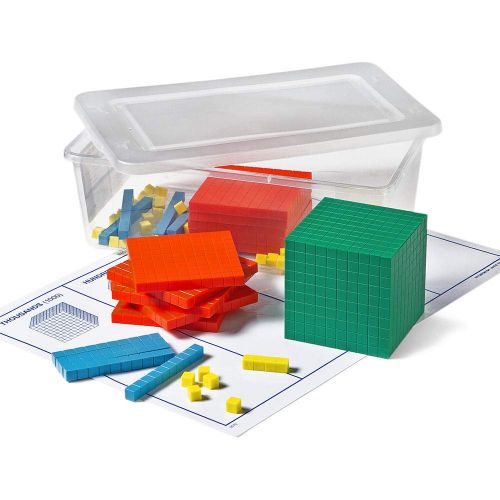  [아마존베스트]hand2mind Plastic Base Ten Blocks for Kids Ages 8-11, Base 10 Units, Rods, Flat, Cube, and Place Value Mat, Learn Place Value, Number Concepts & Counting, Homeschool Math Manipulat