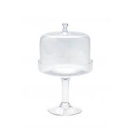 Diamond Star Glass Clear Cake Stand with Lid, 7.5 by 12