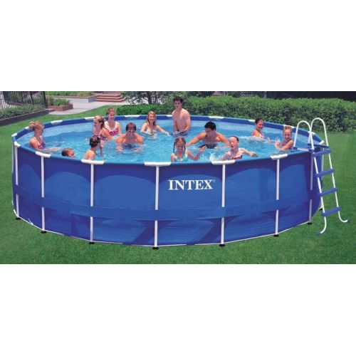 인텍스 Intex 18ft x 48in Metal Frame Above Ground Round Family Swimming Pool Set & Pump