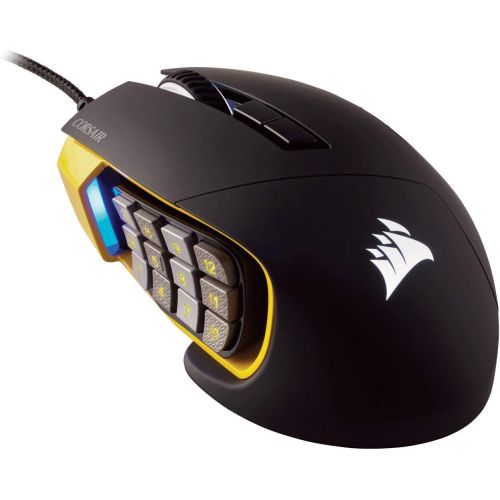 커세어 Corsair Scimitar Pro RGB - MMO Gaming Mouse - 16,000 DPI Optical Sensor - 12 Programmable Side Buttons - Yellow, Model Number: CH-9304011-NA
