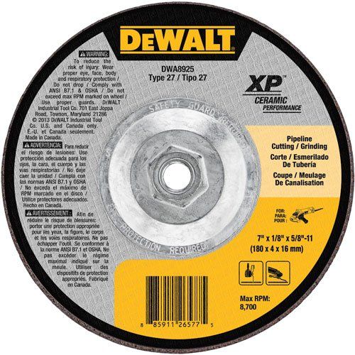  DEWALT DWA8925 Extended Performance Pipeline Grinding 7-Inch x 1/8-Inch x 5/8-Inch -11 Ceramic Abrasive