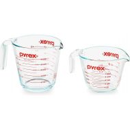 Pyrex 2 Piece Glass Measuring Cup Set, Includes 1-Cup, and 2-Cup Tempered Glass Liquid Measuring Cups, Dishwasher, Freezer, Microwave, and Preheated Oven Safe, Essential Kitchen Tools