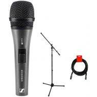 Sennheiser E835-S Dynamic Cardioid Vocal Microphone (on/off switch) with Tripod Mic Stand & XLR-XLR Cable Bundle