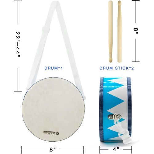  [아마존베스트]MUSICUBE Kids Drum Set 8-Inch Wooden Drum Toys with an Adjustable Strap and 2 Drumsticks Educational Baby Musical Toys Drum Sensory Musical Instrument Toys for Toddler Boys & Girls