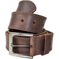 Hide & Drink, Men's Double Row Stitch Full Grain Leather Belt, Western Style, Cowboy Casual Accessory, Handmade