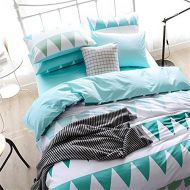 Brandream Bedding Sets for boys Twin Size Teal Aqua green Colour Geometric Pattern Printed Duvet Cover Set ,3PC