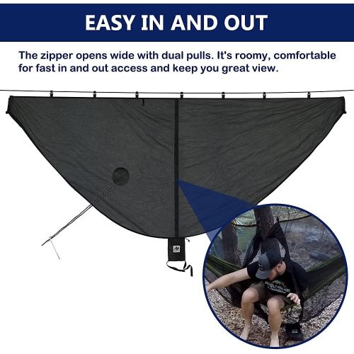  AYAMAYA Hammock Bug Net 11.5x5 FT- Wide Room No-See-Um Breathable Mesh Netting - Equip with Hanging Bag & Lantern Hook -Ultralight Backpacking Outdoor Protection Guardian Camping H