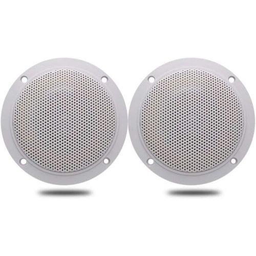  4 Inches Herdio Waterproof Marine Ceiling Speakers with 160 Watts Power, Handling for Kitchen Bathroom Boat Car RV Camper Motorcycle Cloth Surround and Low Profile Design - 1 Pair