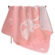 MAXWXKING 3 Layers Cotton Gauze Baby Unisex Muslin Swaddle Blanket Comfortable Bath Towel Comforter Quilt for Toddler Newborn -Thick Soft and Absorbent 43X43 inch (Kitten Pink)