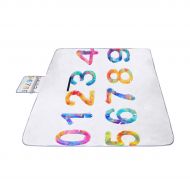 HTJZH Cartoon Colorful Numbers Set Picnic Mat 57（144cm） x59（150cm） Picnic Blanket Beach Mat with Waterproof for Kids Picnic Beaches and Outdoor Folded Bag