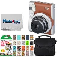 Fujifilm INSTAX Mini 90 Neo Classic Instant Camera (Brown) + Fujifilm Instax Mini Instant Film (20 Exposures) + Compact Camera Case + Sticker Frames Sports Package + Photo4Less Cle