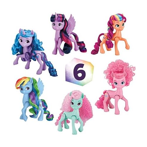 마이 리틀 포니 My Little Pony Dolls Rainbow Celebration, 6 Pony Figure Set, 5.5-Inch Dolls, Toys for 3 Year Old Girls and Boys, Unicorn Toys (Amazon Exclusive)