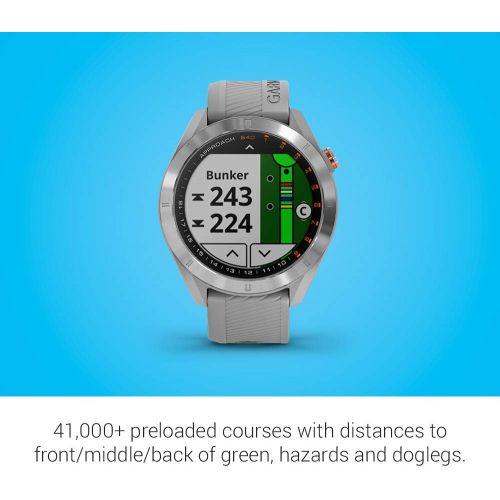 가민 Garmin Approach S40, Stylish GPS Golf Smartwatch, Lightweight With Touchscreen Display, Gray/Stainless Steel