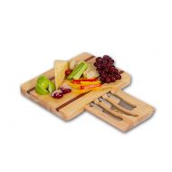 Picnic Plus Arezzo Wooden Cheese Board With 3 Stainless Steel Cheese Knives