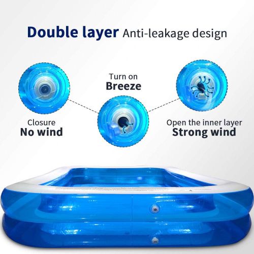  Bysesion GT2-XJ Inflatable Swimming Pool, Family Full-Sized Above Ground Swimming Pools with Air Pump Outdoor Backyard Lounge Pool