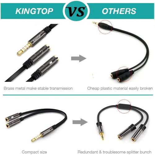  KINGTOP 3.5mm Combo Audio Adapter Cable Compatible for PS4,PS5,Xbox One S,Nintendo Switch,Tablet,Mobile Phone,PC Gaming Headsets and New Version Laptop