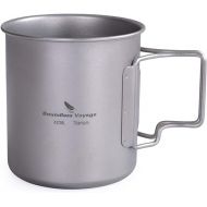 usharedo Titanium Coffee Mug Titanium Pots Titanium Cup with Foldable Handle Outdoor Camping Water Mug Tableware 14.3oz/420ml Ti1518B