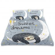 Embroidered senya 3 Pieces Duvet Cover Sleeping Sloth Soft Warm Twin Bedding Set Quilt Bed Covers for Kids Boys Girls