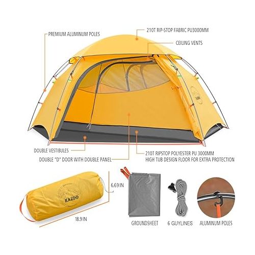  KAZOO Waterproof Backpacking Tent Ultralight 1/2 Person Lightweight Camping Tents 1/2 People Hiking Tents Aluminum Frame Double Layer