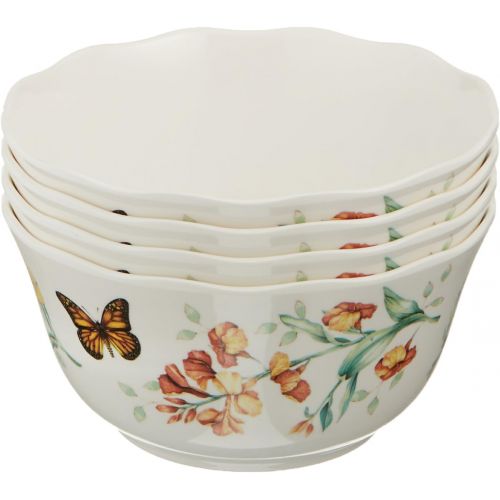 레녹스 LENOX Butterfly Meadow Melamine 4-Piece Bowl Set, 1.3 LB, White