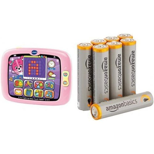 브이텍 VTech Light-Up Baby Touch Tablet, Pink with Amazon Basics AAA Batteries Bundle