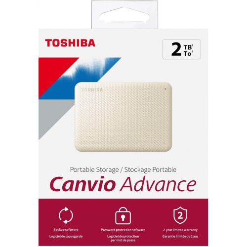  Toshiba Canvio Advance 2TB Portable External Hard Drive USB 3.0, White - HDTCA20XW3AA
