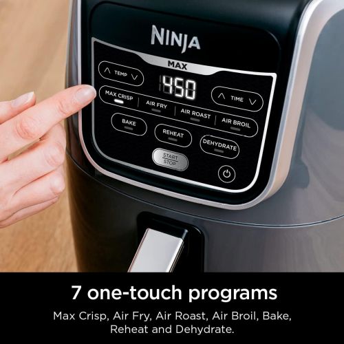 닌자 Ninja AF161 Max XL Air Fryer that Cooks, Crisps, Roasts, Bakes, Reheats and Dehydrates, with 5.5 Quart Capacity, and a High Gloss Finish, Grey