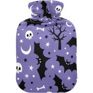 hot Water with Soft Cover 2 L fashy ice Pack for Hot and Cold Compress, Hand Feet Skull Bats Moon Star