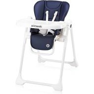 MiClassic Portable Folding High Chair with Removeable Tray, Adjustable Backrest Footrest & Height, Harness, Detachable Seat Cover(Navy Blue)