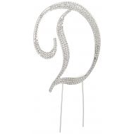 Unik Occasions Sparkling Collection Crystal Rhinestone Monogram Cake Topper - Letter D, X-Large, Silver