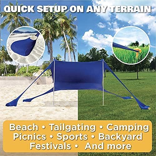  [아마존베스트]SUN NINJA Pop Up Beach Tent Sun Shelter UPF50+ with Sand Shovel, Ground Pegs,and Stability Poles, Outdoor Shade for Camping Trips, Fishing, Backyard Fun or Picnics (7x7.5 FT 2 Pole
