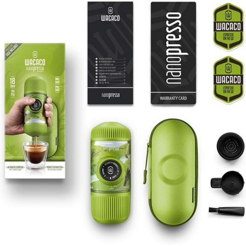  Wacaco Nanopresso Portable Espresso Maker bundled with Protective Case, Upgrade Version of Minipresso, 18 Bar Pressure, Extra Small Travel Coffee Maker, Manually Operated，Compatibl