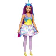 Barbie Dreamtopia Unicorn Doll, Curvy with Blue & Purple Hair, Skirt, Removable Unicorn Tail & Headband, Toy for Kids Ages 3 Years Old & Up