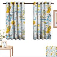 Superlucky Nursery Blackout Draperies for Bedroom Its a Boy Image with Happy Sun Raccoon in Pyjamas Blue Hats and Pacifier 63x 72,Suitable for Bedroom Living Room Study, etc.