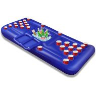 Wodesid 6 Feet Floating Beer Pong Table 28 Cup Holders Inflatable Beer Pong Pool Games Float for Summer Party Pool Float, Cooler, Pool Party Lounge Raft (6FT Inflatable)
